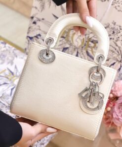 Alternative view of Dior Lady Replica 11 White Lizard Leather Women’s Handbag 17cm