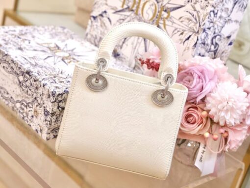 Dior Lady Replica 11 White Lizard Leather Women’s Handbag 17cm - Image 5