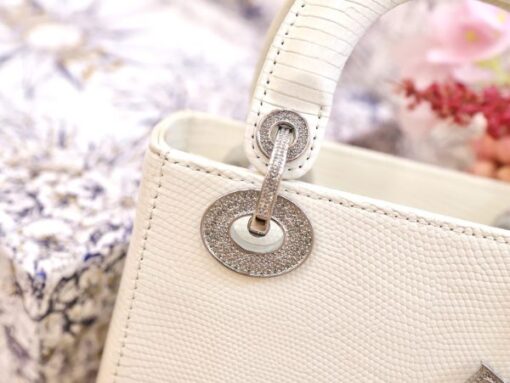 Dior Lady Replica 11 White Lizard Leather Women’s Handbag 17cm - Image 7