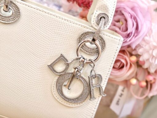 Dior Lady Replica 11 White Lizard Leather Women’s Handbag 17cm - Image 6