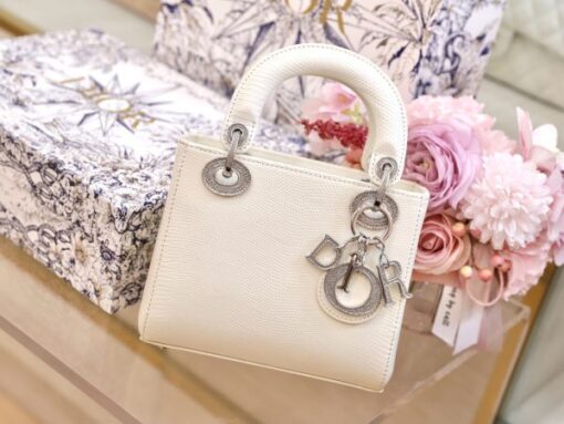 Dior Lady Replica 11 White Lizard Leather Women’s Handbag 17cm - Image 4