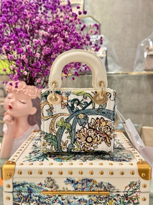 Dior Lady Replica 1:1 Women’s Handbag Elephant Pattern Rose Gold Lock 12×10.5x5cm - Image 3