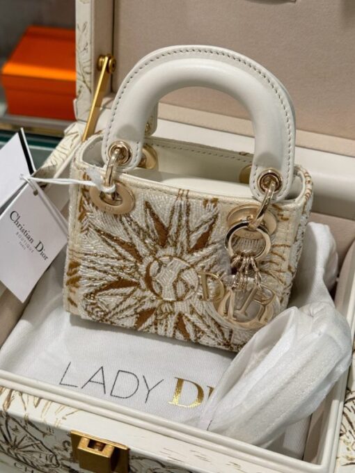 Dior Lady Replica 1:1 Women’s Handbag Sun Pattern 17cm - Image 3