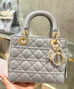 Dior Lady Women’s Handbag Rep 11 Gray Sheepskin 20cm