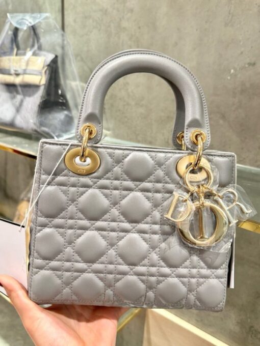 Dior Lady Women’s Handbag Rep 11 Gray Sheepskin 20cm - Image 2
