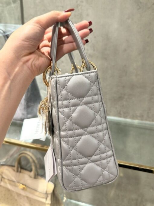 Dior Lady Women’s Handbag Rep 11 Gray Sheepskin 20cm - Image 4