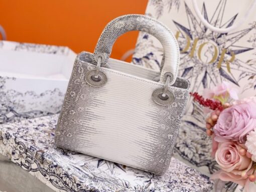 Dior Lady Women’s Replica 1 1 Lizard Leather Handbag 17cm - Image 3