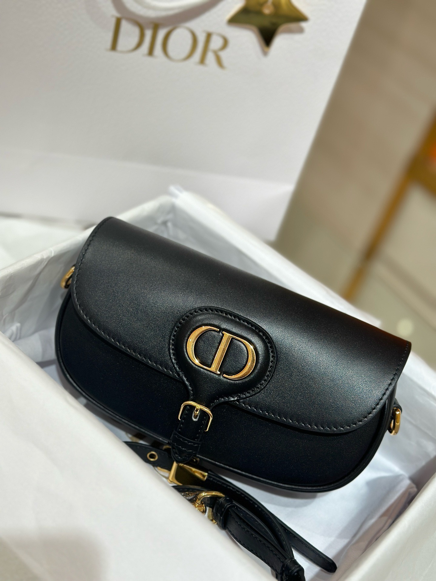 Dior Boby Super High-Quality Handbag for Women, Black Cowhide 21x12x5cm
