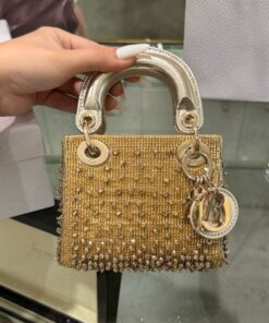 Alternative view of Dior Lady Mini Super Quality Handbag with Rhinestone Pattern 12cm