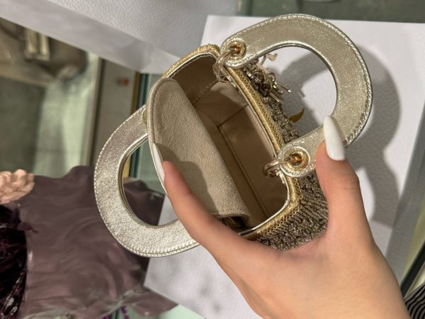 Dior Lady Mini Super Quality Handbag with Rhinestone Pattern 12cm - Image 7