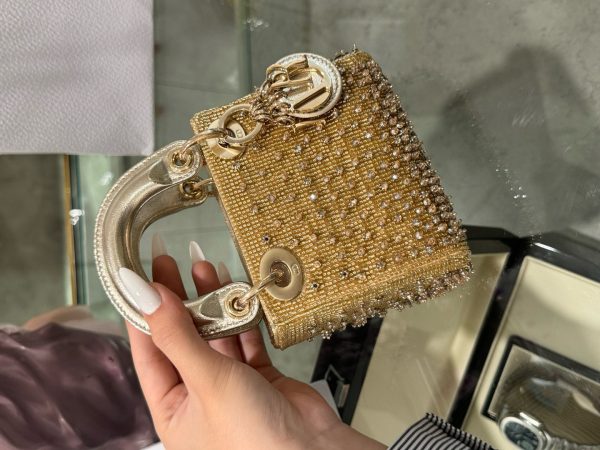 Dior Lady Mini Super Quality Handbag with Rhinestone Pattern 12cm - Image 3