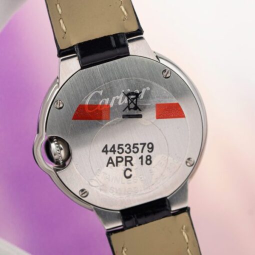 Cartier Ballon Bleu Women’s Replica 11 Watch White Dial Black Leather Strap 28mm - Image 11