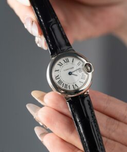 Cartier Ballon Bleu Women’s Replica 11 Watch White Dial Black Leather Strap 28mm