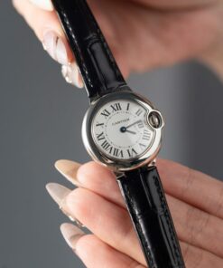 Alternative view of Cartier Ballon Bleu Women’s Replica 11 Watch White Dial Black Leather Strap 28mm