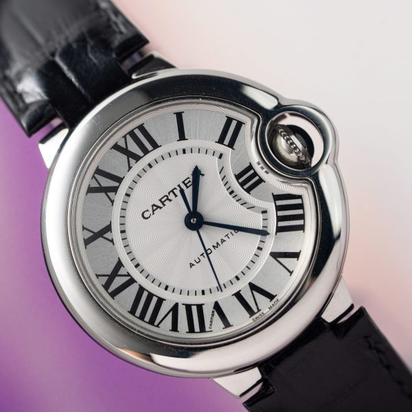 Cartier Ballon Bleu Replica 1:1 Watch White Dial Leather Strap 36mm - Image 4