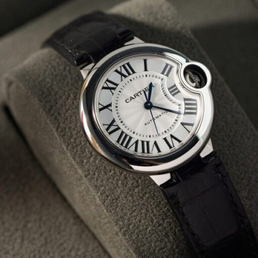 Cartier Ballon Bleu Replica 1:1 Watch White Dial Leather Strap 36mm - Image 3