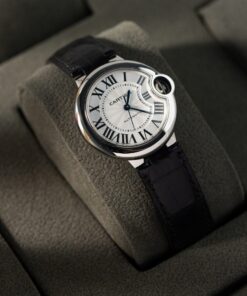 Cartier Ballon Bleu Replica 1:1 Watch White Dial Leather Strap 36mm