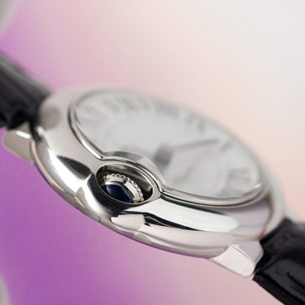 Cartier Ballon Bleu Replica 1:1 Watch White Dial Leather Strap 36mm - Image 9