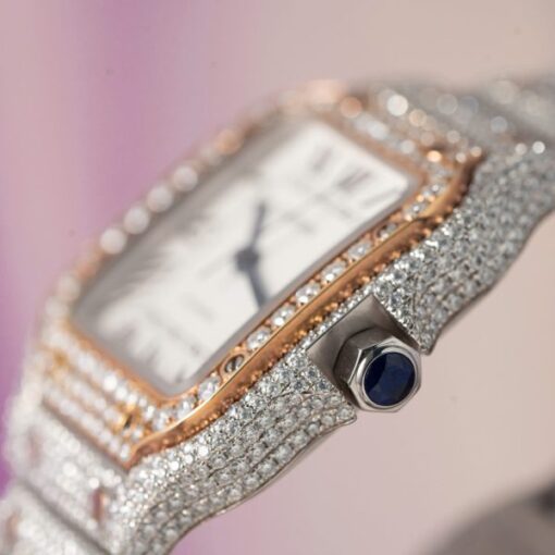 Cartier Santos Replica Watch With Full Diamond Moissanite Hong Kong 35mm - Image 7