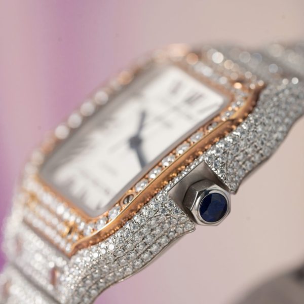 Cartier Santos Replica Watch With Full Diamond Moissanite Hong Kong 35mm - Image 7