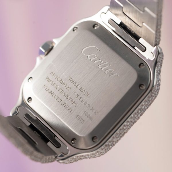 Cartier Santos Replica Watch With Full Diamond Moissanite Hong Kong 35mm - Image 12