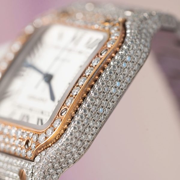 Cartier Santos Replica Watch With Full Diamond Moissanite Hong Kong 35mm - Image 8