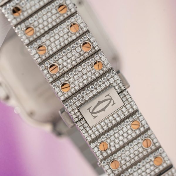 Cartier Santos Replica Watch With Full Diamond Moissanite Hong Kong 35mm - Image 11