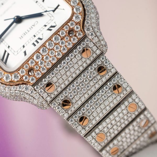 Cartier Santos Replica Watch With Full Diamond Moissanite Hong Kong 35mm - Image 9