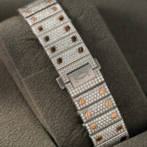 Cartier Santos Replica Watch With Full Diamond Moissanite Hong Kong 35mm - Image 10