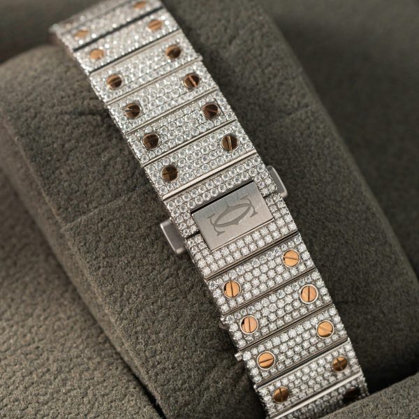 Cartier Santos Replica Watch With Full Diamond Moissanite Hong Kong 35mm - Image 10