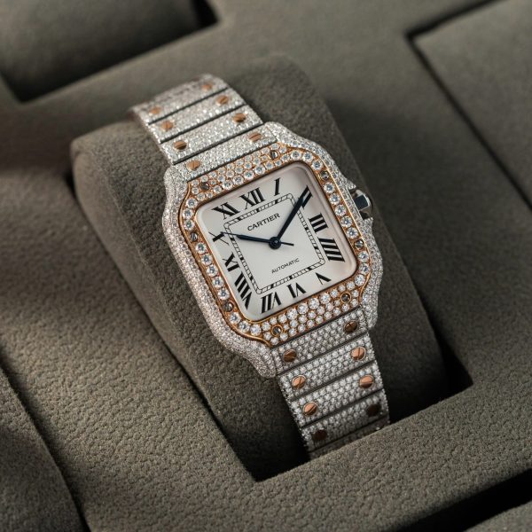 Cartier Santos Replica Watch With Full Diamond Moissanite Hong Kong 35mm - Image 3