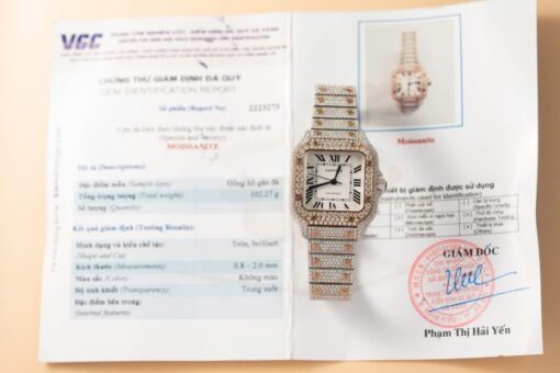 Cartier Santos Replica Watch With Full Diamond Moissanite Hong Kong 35mm - Image 2