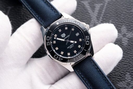 Tag Heuer Aquaracer Replica Watch Mother Of Pearl Dial Leather Strap 35mm - Image 2
