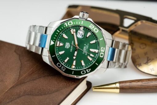Tag Heuer Clone Watches Aquaracer Green Dial Metal Wire 43mm - Image 3
