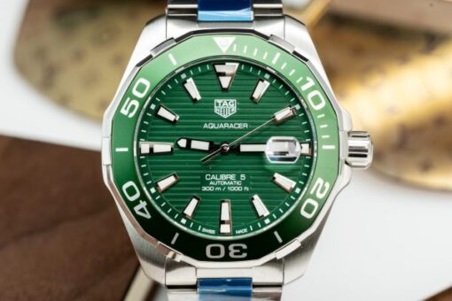 Tag Heuer Clone Watches Aquaracer Green Dial Metal Wire 43mm - Image 4