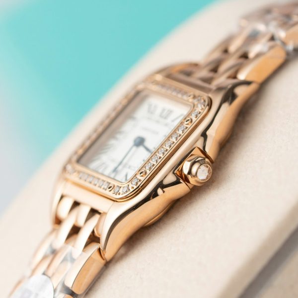 Cartier Panthere Replica Watch Rose Gold With Diamond Bezel 22mm - Image 6