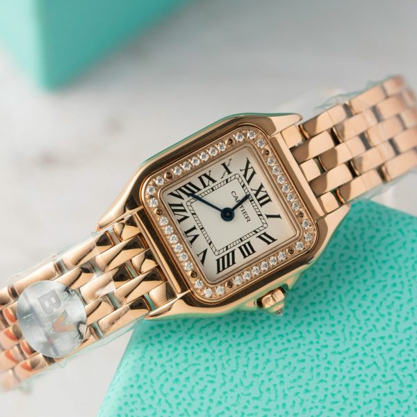 Cartier Panthere Replica Watch Rose Gold With Diamond Bezel 22mm - Image 3
