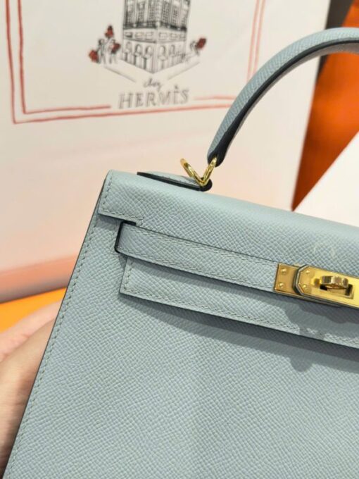 Hermes Kelly Like Auth Women’s Gray Bag With Gold Lock 25cm - Image 6