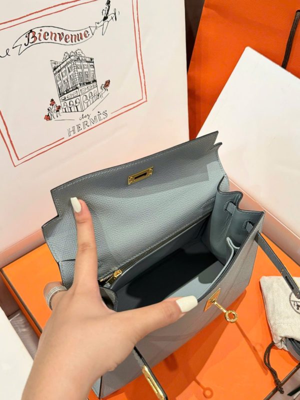 Hermes Kelly Like Auth Women’s Gray Bag With Gold Lock 25cm - Image 11