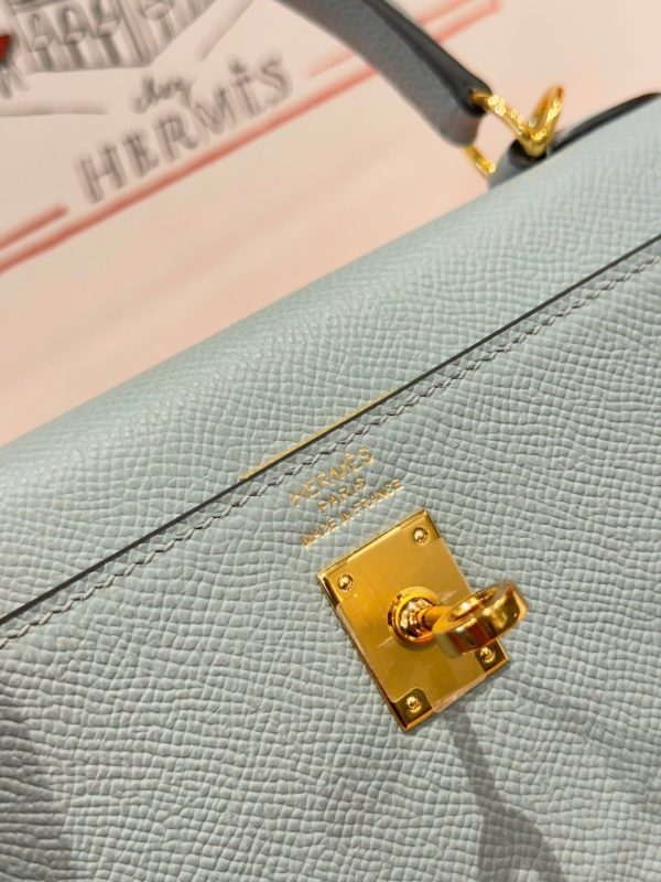 Hermes Kelly Like Auth Women’s Gray Bag With Gold Lock 25cm - Image 8