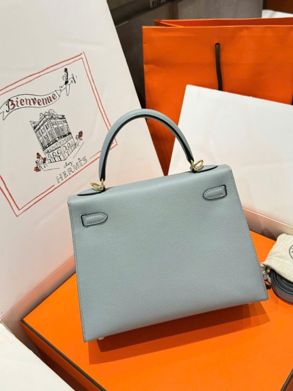 Hermes Kelly Like Auth Women’s Gray Bag With Gold Lock 25cm - Image 4