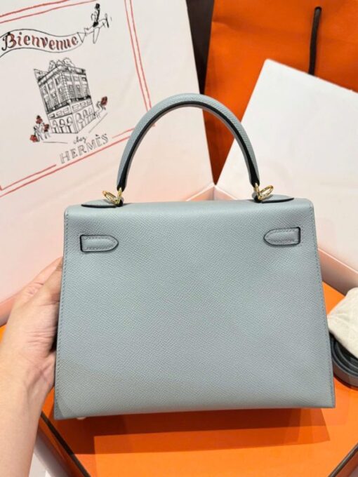 Hermes Kelly Like Auth Women’s Gray Bag With Gold Lock 25cm - Image 5