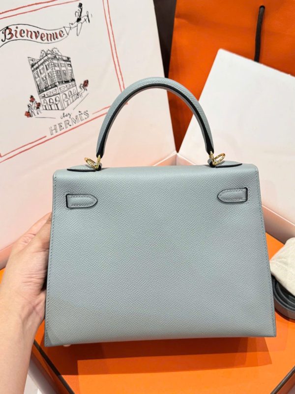 Hermes Kelly Like Auth Women’s Gray Bag With Gold Lock 25cm - Image 5