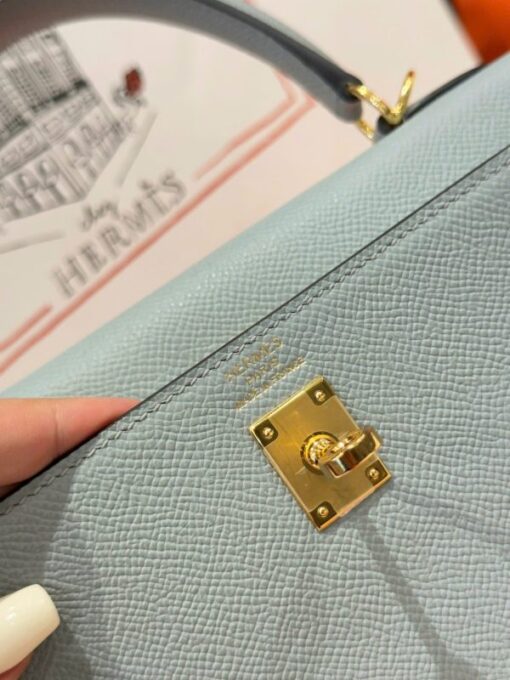 Hermes Kelly Like Auth Women’s Gray Bag With Gold Lock 25cm - Image 9
