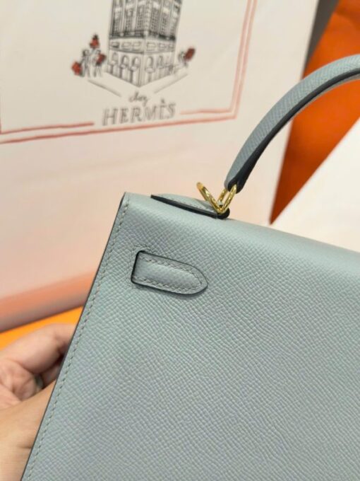 Hermes Kelly Like Auth Women’s Gray Bag With Gold Lock 25cm - Image 10