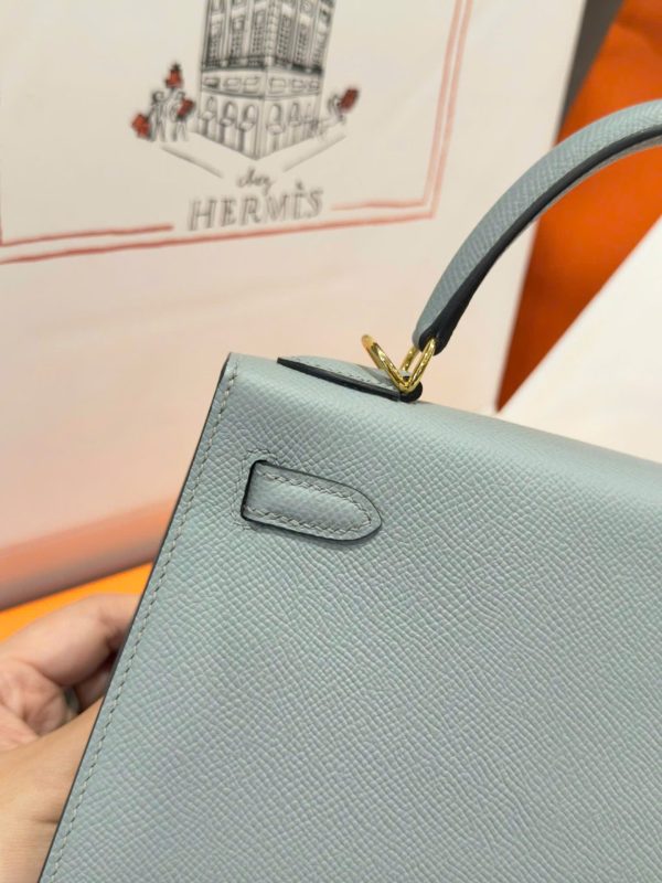 Hermes Kelly Like Auth Women’s Gray Bag With Gold Lock 25cm - Image 10