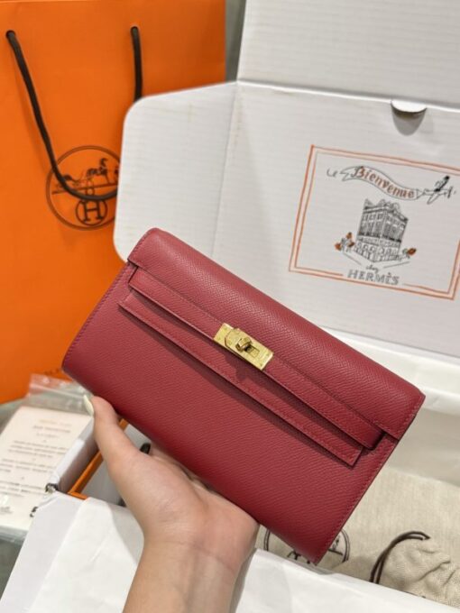 Hermes Kelly Epsom Like Auth Women’s Bag Red Gold Lock 20x10x5cm - Image 3