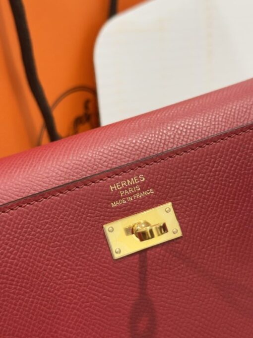 Hermes Kelly Epsom Like Auth Women’s Bag Red Gold Lock 20x10x5cm - Image 5