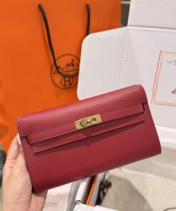 Hermes Kelly Epsom Like Auth Women’s Bag Red Gold Lock 20x10x5cm