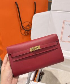 Alternative view of Hermes Kelly Epsom Like Auth Women’s Bag Red Gold Lock 20x10x5cm